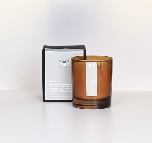 FESTIVE AMBER GLASS CANDLE