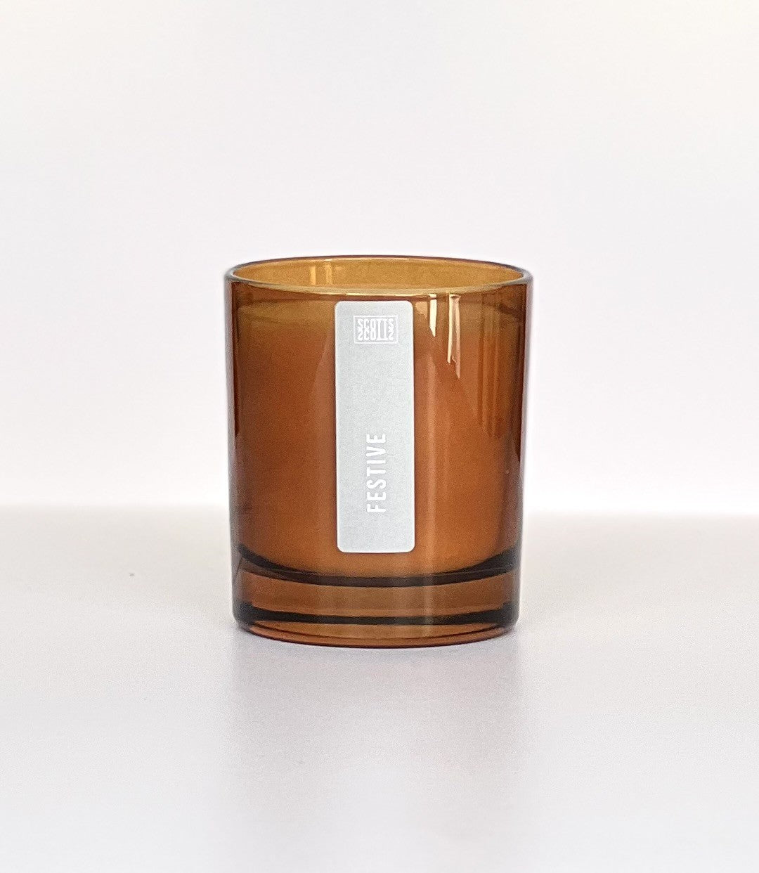 FESTIVE AMBER GLASS CANDLE