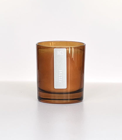 FESTIVE AMBER GLASS CANDLE